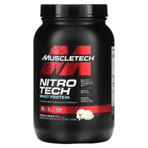 Muscletech Nitro Tech Whey Protein, Vanilla Cream, 2 LB, Enhance Muscle & Strength & Performance